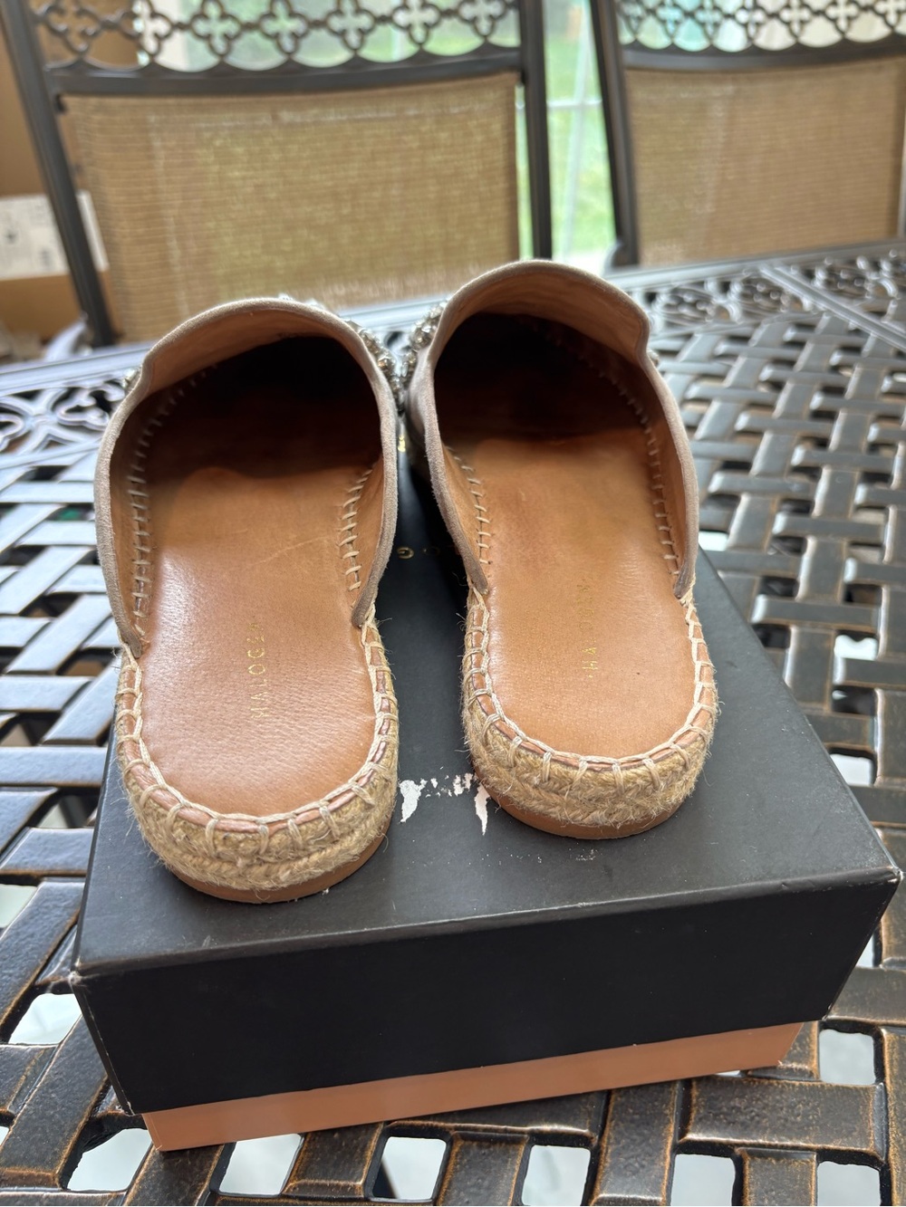 Embellished Taupe Slip-On Mules - Picture 4 of 6